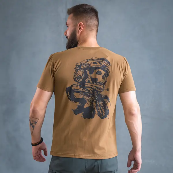 Футболка з принтом Skull Soldier кулір шовкографія койот S (44)