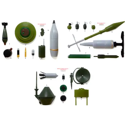 Набір з трьох об’ємних стендів вибухонебезпечних предметів (3 типи, філамент, Україна)