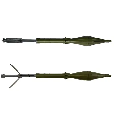 Великий розбірний макет кумулятивного пострілу для РПГ-7 (85×85×950 мм, 470 г, хакі, філамент, Україна)