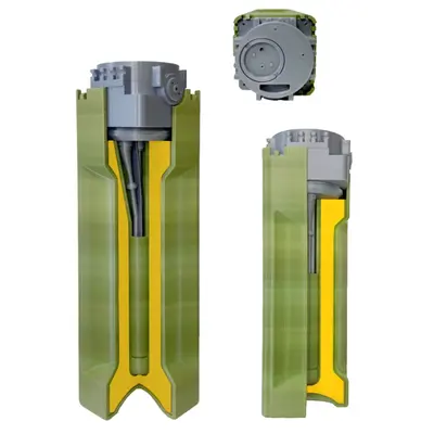 Детальний макет протитанкової міни ПТМ-3 у розрізі (31,5×8,5×8,5 см, філамент, Україна)