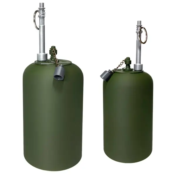 Класичний макет вистрибуючої осколкової міни ОЗМ-4 (24×9,1×9,1 см, 200 г, хакі, філамент, Україна)