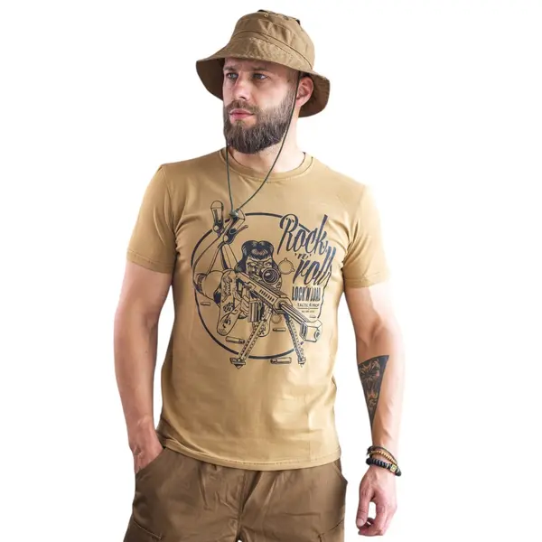 Футболка з принтом Rock n Roll кулір шовкографія койот 3XL (54)