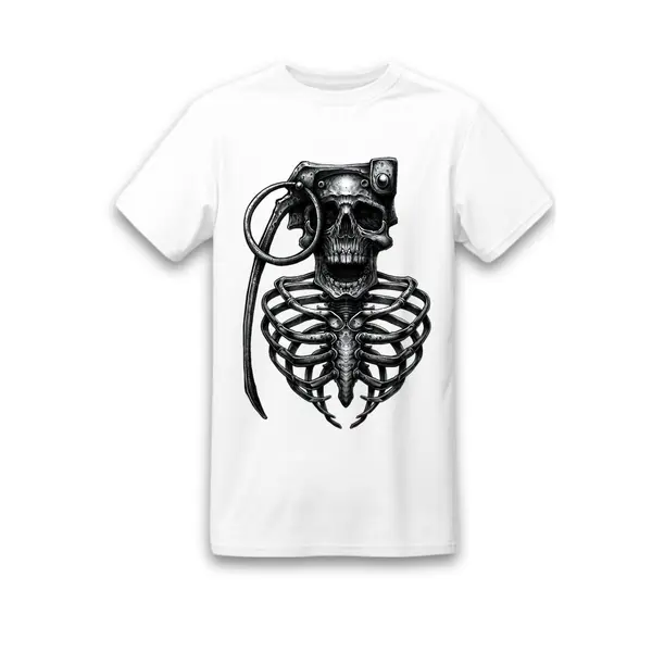 Футболка Cavalier White з принтом Grenade scull DTG M (46)