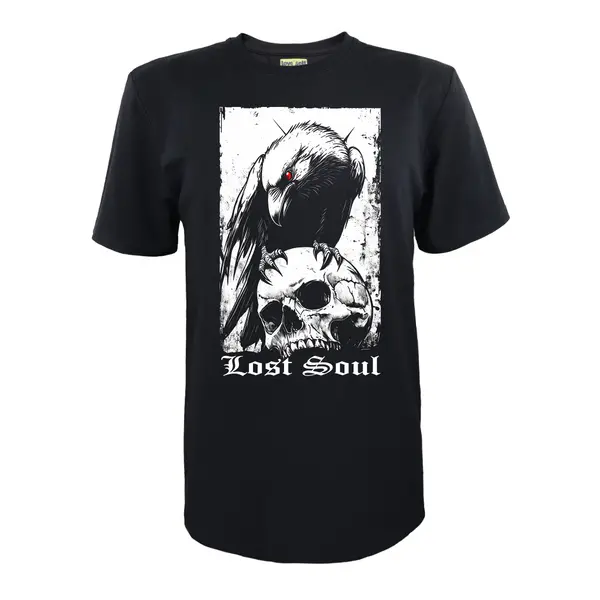 Футболка з принтом "Lost Soul" кулір DTG чорна 4XL (56)