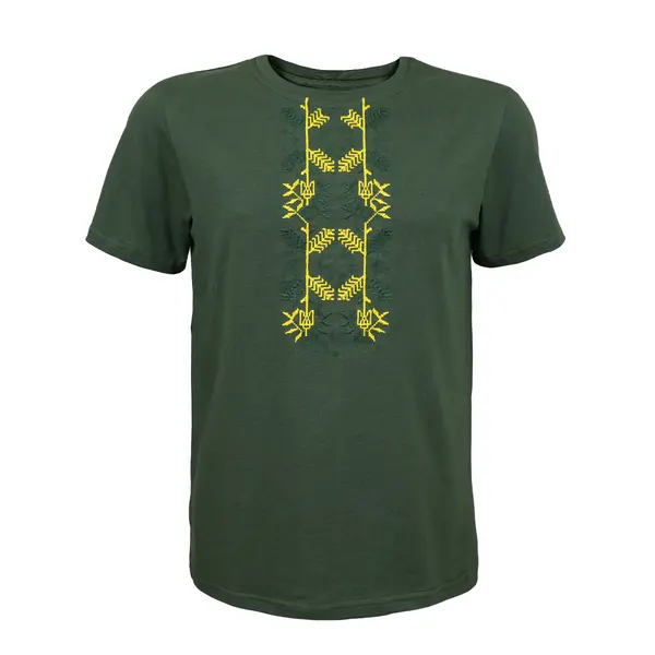 Футболка Prime кулір з вишивкою Соняшник хакі XL (50)