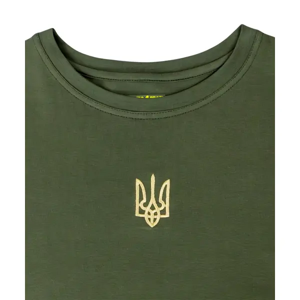 Футболка Prime кулір з вишивкою Тризуб хакі M (46)