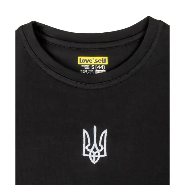 Футболка Prime кулір з вишивкою Тризуб чорна S (44)