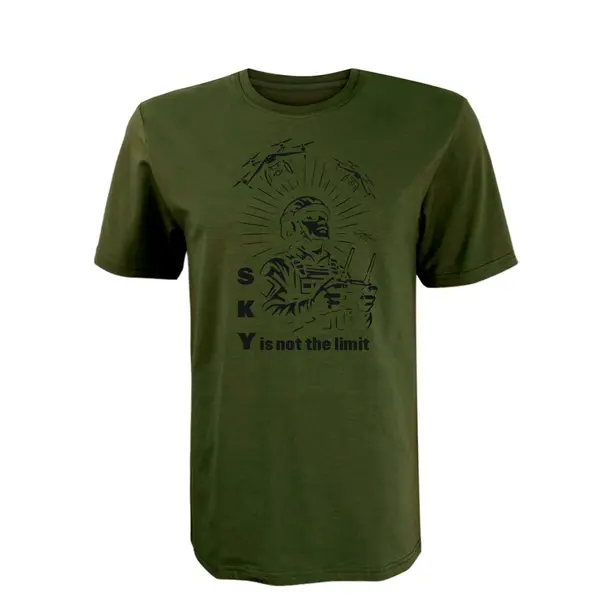 Футболка з принтом SKY is not the limit кулір шовкографія хакі L (48)