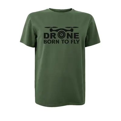 Футболка з принтом Drone born to Fly кулір шовкографія хакі 2XL (52)
