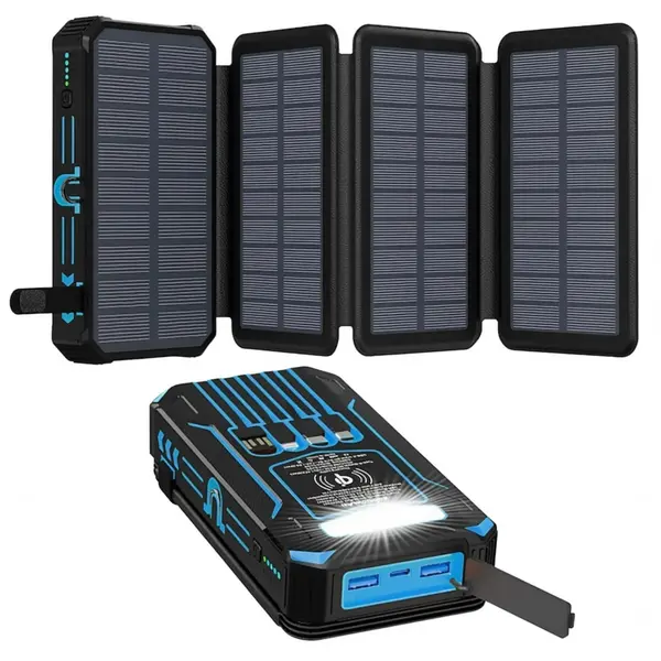 Повербанк 20000mAh з сонячною панеллю портативний