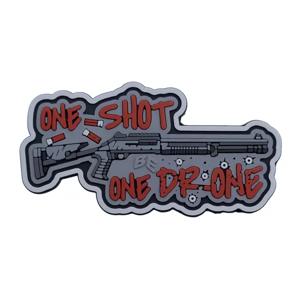 ПВХ Патч (шеврон) «One Shot - One  Drone» (сірий)