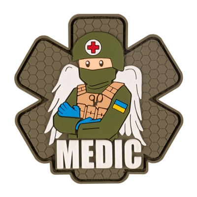 ПВХ патч (шеврон) "Військовий медик" олива