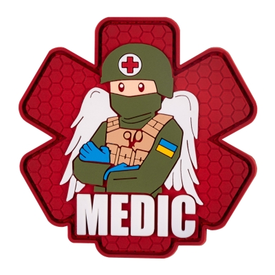 ПВХ патч (шеврон) "Військовий медик" червоний
