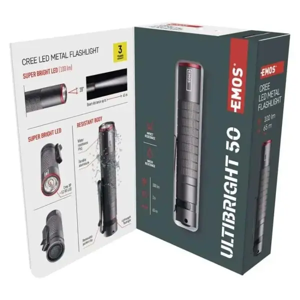 Фонарь ручной Emos P3150 Ultibright 50 100 Lm 1xAAA металл