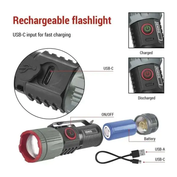 Фонарь аккумуляторный Emos P3122 3000 Lm Li-Ion 5000 mAh металл фокус