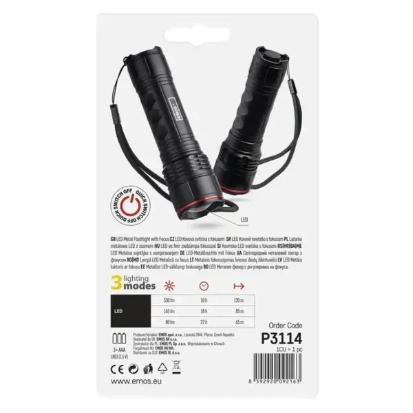 Ліхтар ручний Emos P3114 330 Lm 3xAAA метал фокус