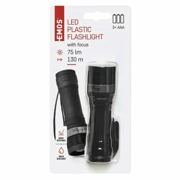 Фонарь ручной Emos P4702 75 Lm 3×AAA пластик фокус