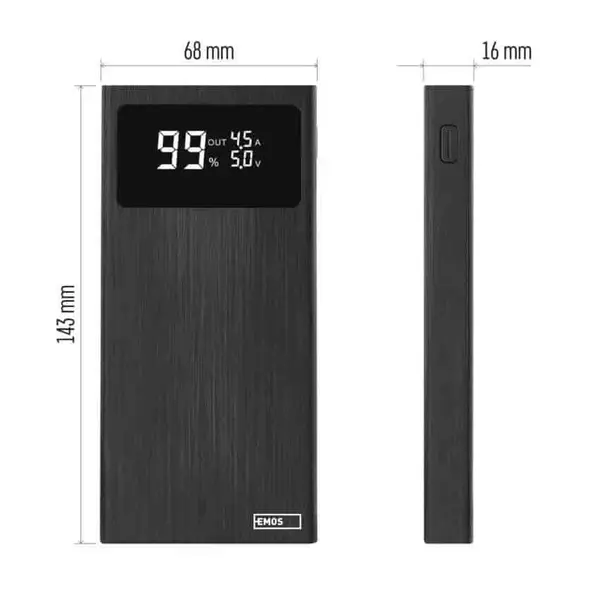 Повербанк EMOS B0531B 22,5W / 10000mAh, чорний, PD20W