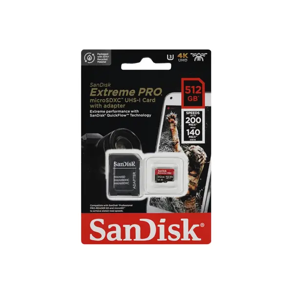 SanDisk Extreme PRO 512 ГБ microSDXC UHS-I U3 V30 — карта пам'яті з SD-адаптером