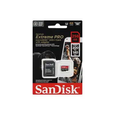 SanDisk Extreme PRO 256 ГБ microSDXC U3 V30 — карта пам'яті з SD-адаптером