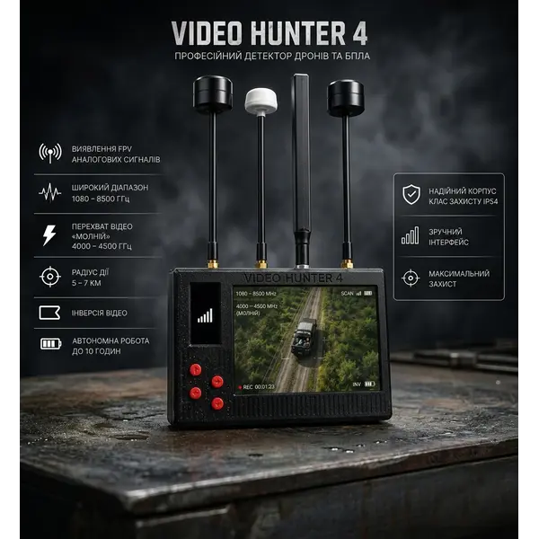 Портативный детектор FPV-дронов VIDEO HUNTER 4 ODV