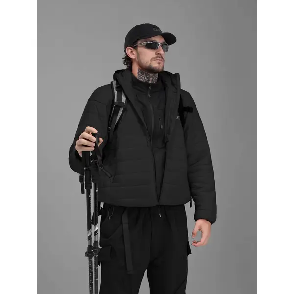Куртка BEZET Quest стьобана демісезонна з утеплювачем Hollowsoft Чорна-3XL
