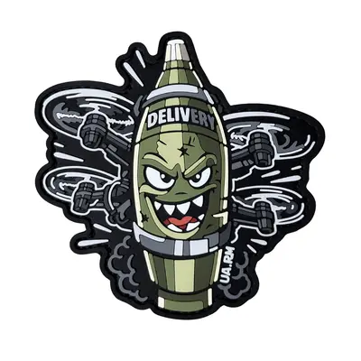 ПВХ патч тактичний «DELIVERY FPV(UARM)» чб (зелена міна)