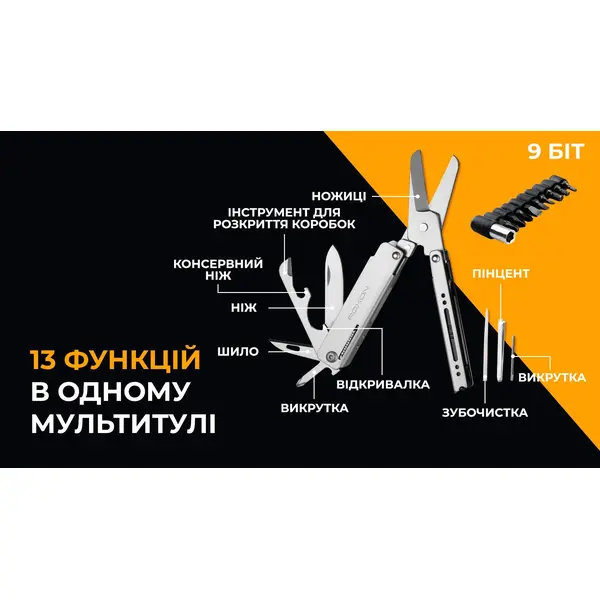 Міні мультитул Roxon M3 зі змінними бітами, сірий