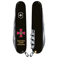 Ніж Victorinox Huntsman (15 функцій) Black/Емблема ЗСУ + Напис ЗСУ