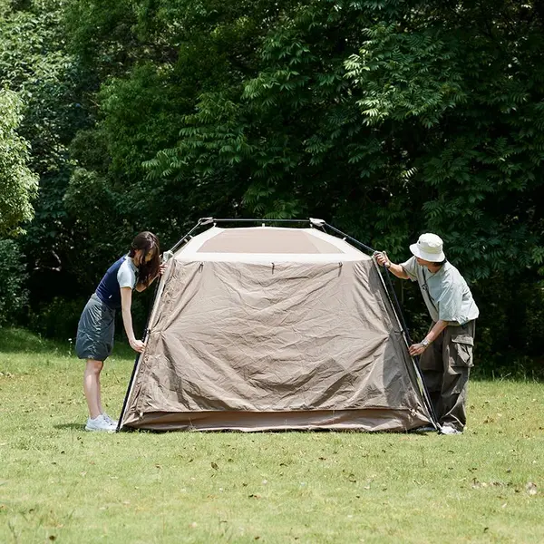 Палатка с навесом Naturehike Village CNK2300ZP022, коричневая большая