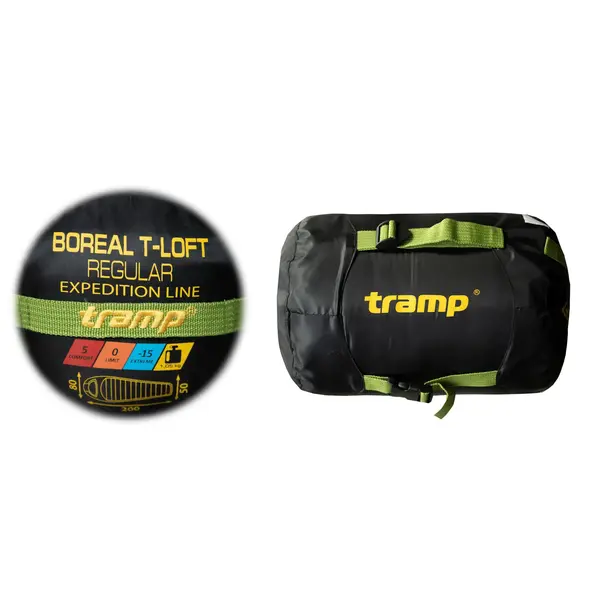 Спальный мешок Tramp Boreal Regular кокон правый green/grey 200/80-50