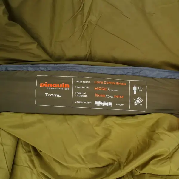 Спальный мешок Pinguin Tramp (11/7°C), 185 см - Right Zip, Хаки