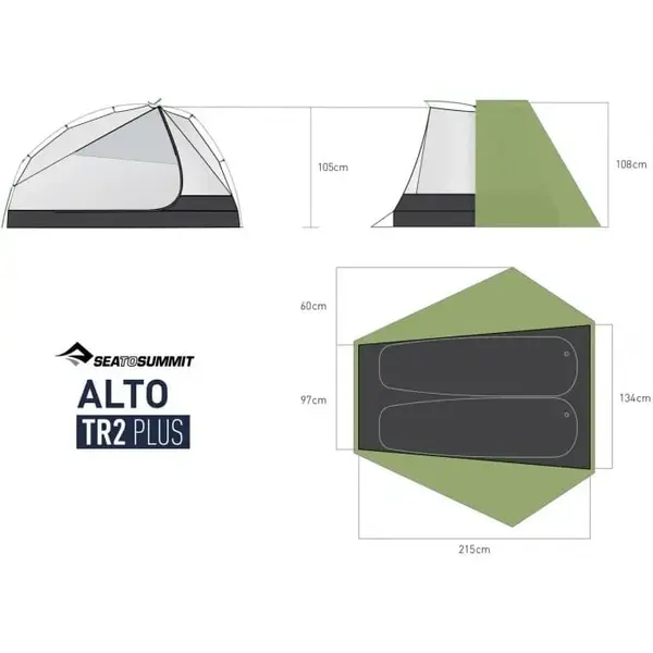 Намет двомісний Sea to Summit Alto TR2 Plus, Fabric Inner, Sil/PeU Fly, NFR, Green (STS ATS2039-02170406)