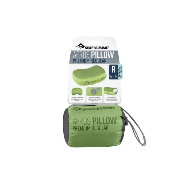 Компактна надувна подушка Aeros Premium Pillow Олива — 11х34х24см