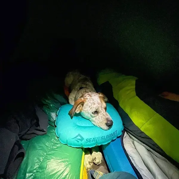 Синя надувна подушка Aeros Ultralight Pillow 12х36х26см