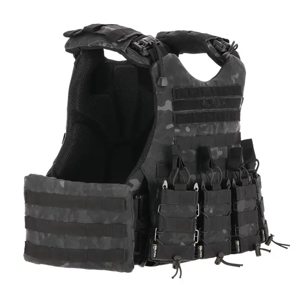 Бронежилет Kiborg Modular X-1 (Збільшена площа захисту) Black Multicam (без підсумків)