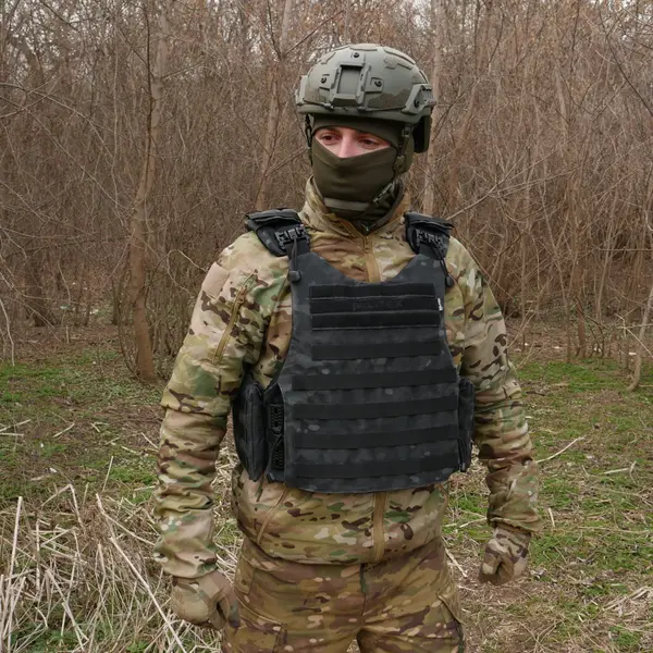 Бронежилет Kiborg Modular X-1 (Збільшена площа захисту) Black Multicam (без підсумків)