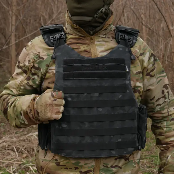 Бронежилет Kiborg Modular X-1 (Збільшена площа захисту) Black Multicam (без підсумків)