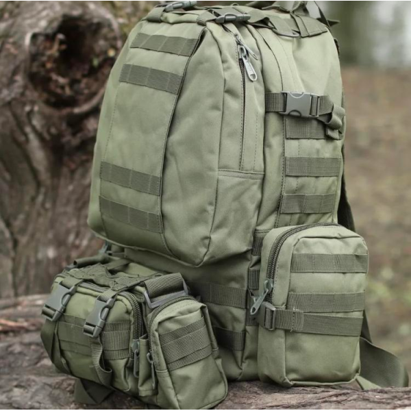 Военно-тактический рюкзак Molle Assault 55 L+ 3 органайзера Олива