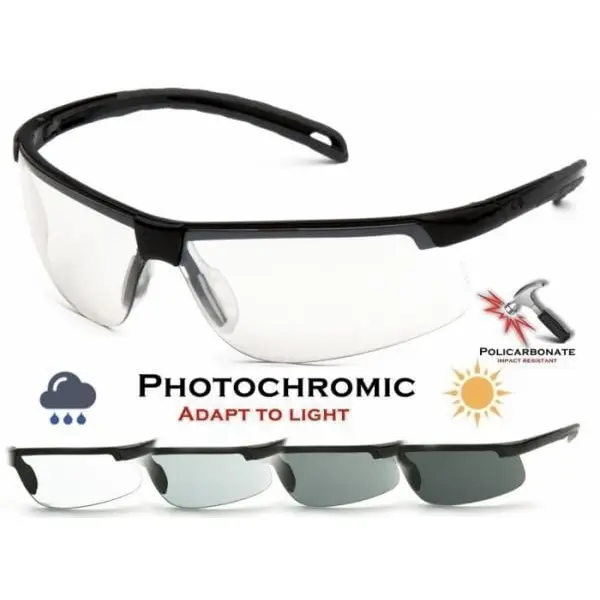 Окуляри фотохромні (захисні) Pyramex Ever-Lite Photochromatic (clear) фотохромні прозорі, Чорний
