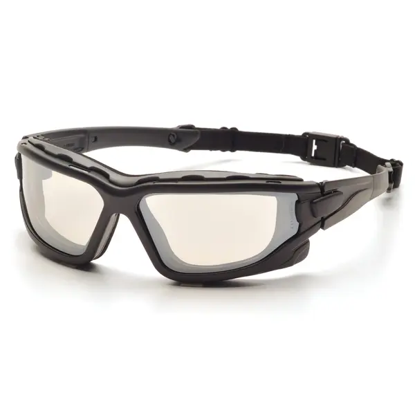 Окуляри захисні з ущільнювачем Pyramex i-Force XL (indoor/outdoor mirror) Anti-Fog, дзеркальні напівтемні, Чорний