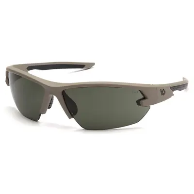 Очки защитные открытые Venture Gear Tactical Semtex 2.0 Tan (forest gray) Anti-Fog, чёрно-зелёные в песочной оправе, Коричневый