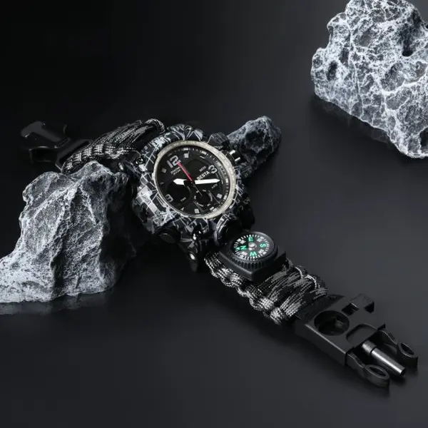 Чоловічий водостійкий тактичний годинник Besta Life Pro Grey з компасом