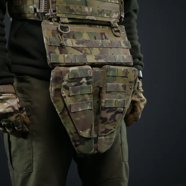 Захист паху (напашник) потрійний Kiborg з балістичним пакетом 1 клас захисту Militex Multicam
