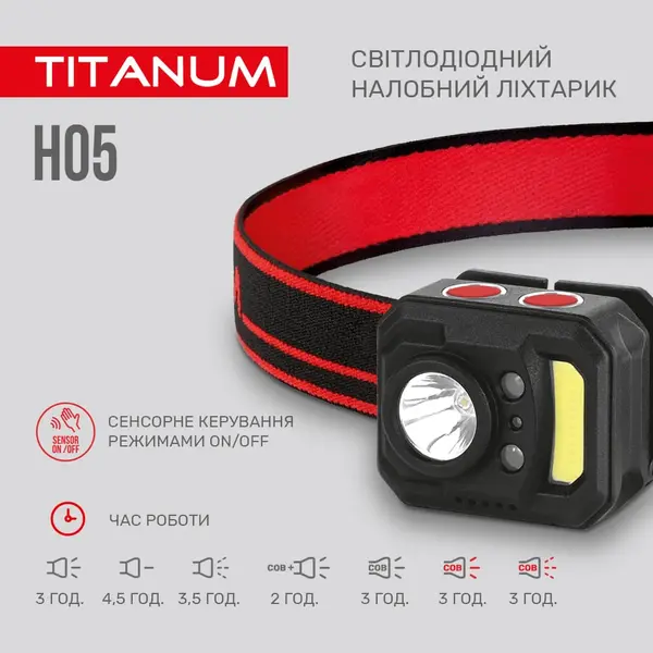 Налобный светодиодный фонарик TITANUM TLF-H05 250Lm 6500K