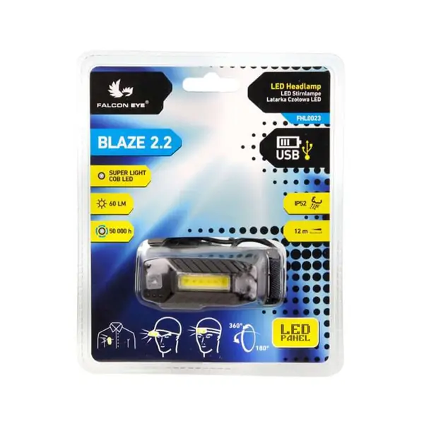 Фонарь налобный Falcon Eye Blaze 2.2 (60 Lm) USB Rechargeable (FHL0023)