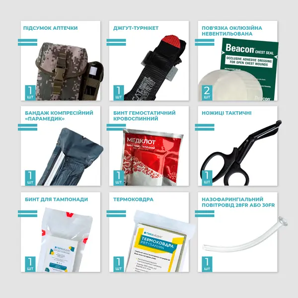 Аптечка першої допомоги IFAK Individual Kit розширена (з турнікетом CAT 7)