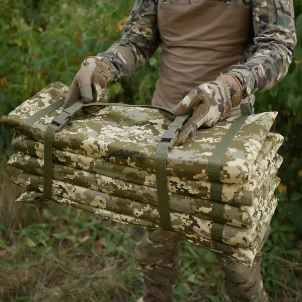 Тактичний розкладний каремат посилений (20мм+стропа) Kiborg К-2 піксель