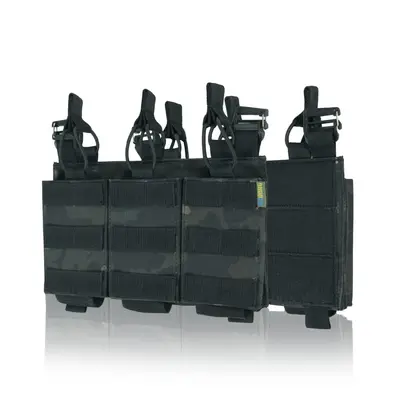 Съемная передняя панель к плитоноске с подсумками под 3 магазина черный мультикам