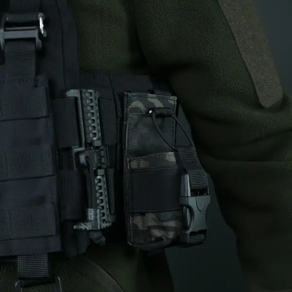 Тактичний підсумок під рацію KIBORG GU Single Mag Pouch Чорний Мультикам